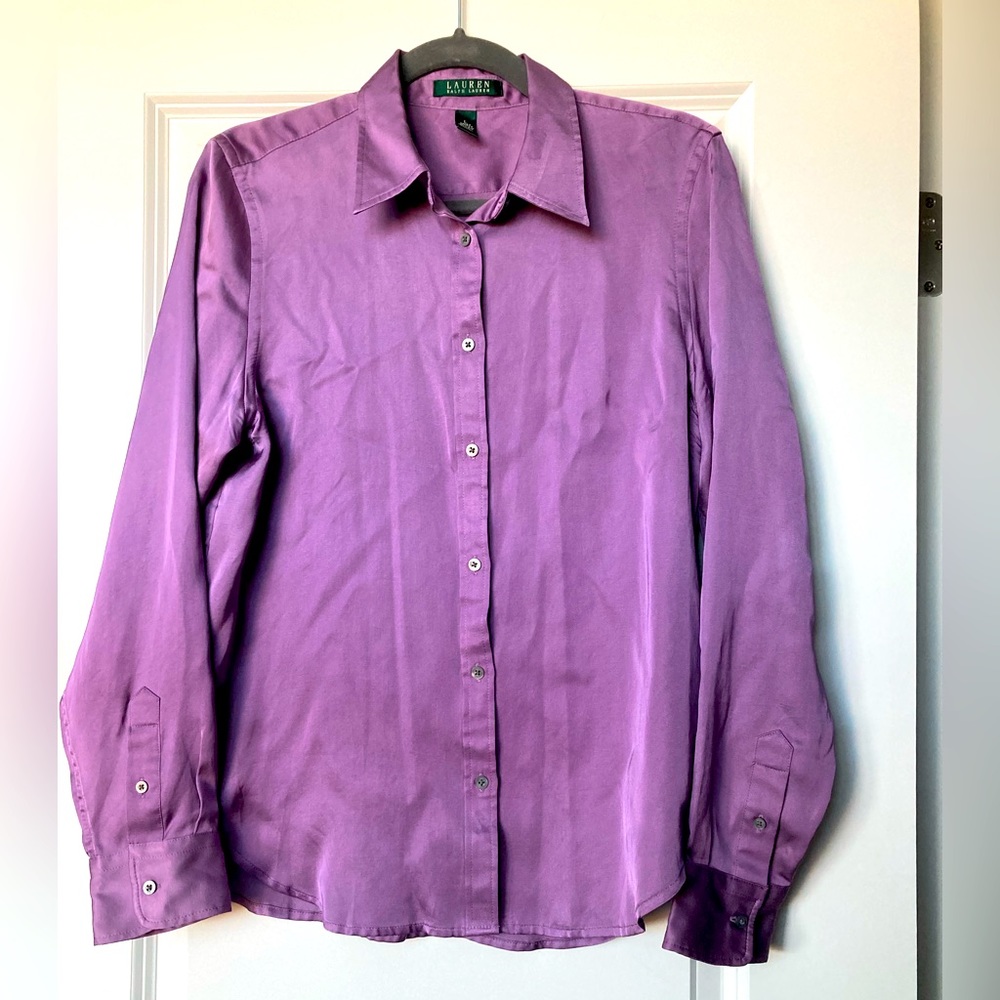 Ralph Lauren Satin Purple Button Down Large
